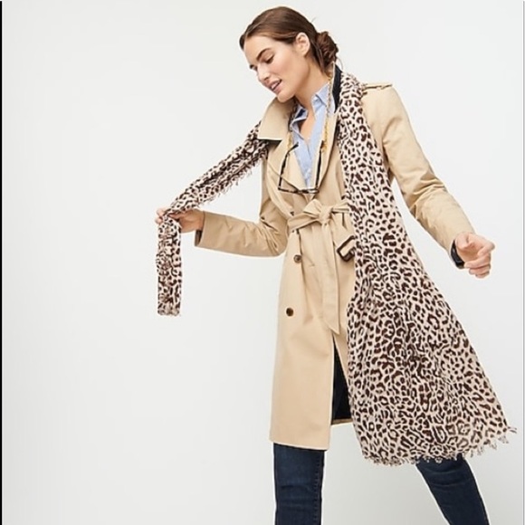 NWT J Crew Leopard-Print Scarf Eyelash Fringe - Picture 2 of 3